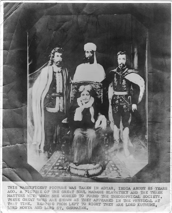 Photo of Helena Blavatski with ascended masters Kuthumi, El Morya and Saint Germain