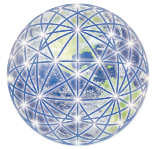 globe with triangular grid surrounding it